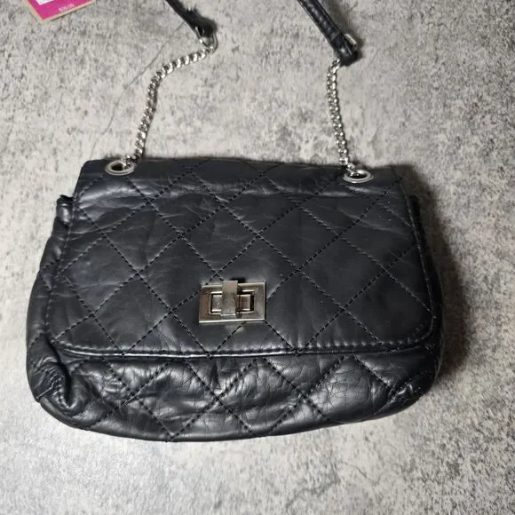 Vintage Y2K Candies Crossbody Bag Purse Quilted Metallic Black 2000s New - Picture 2 of 8